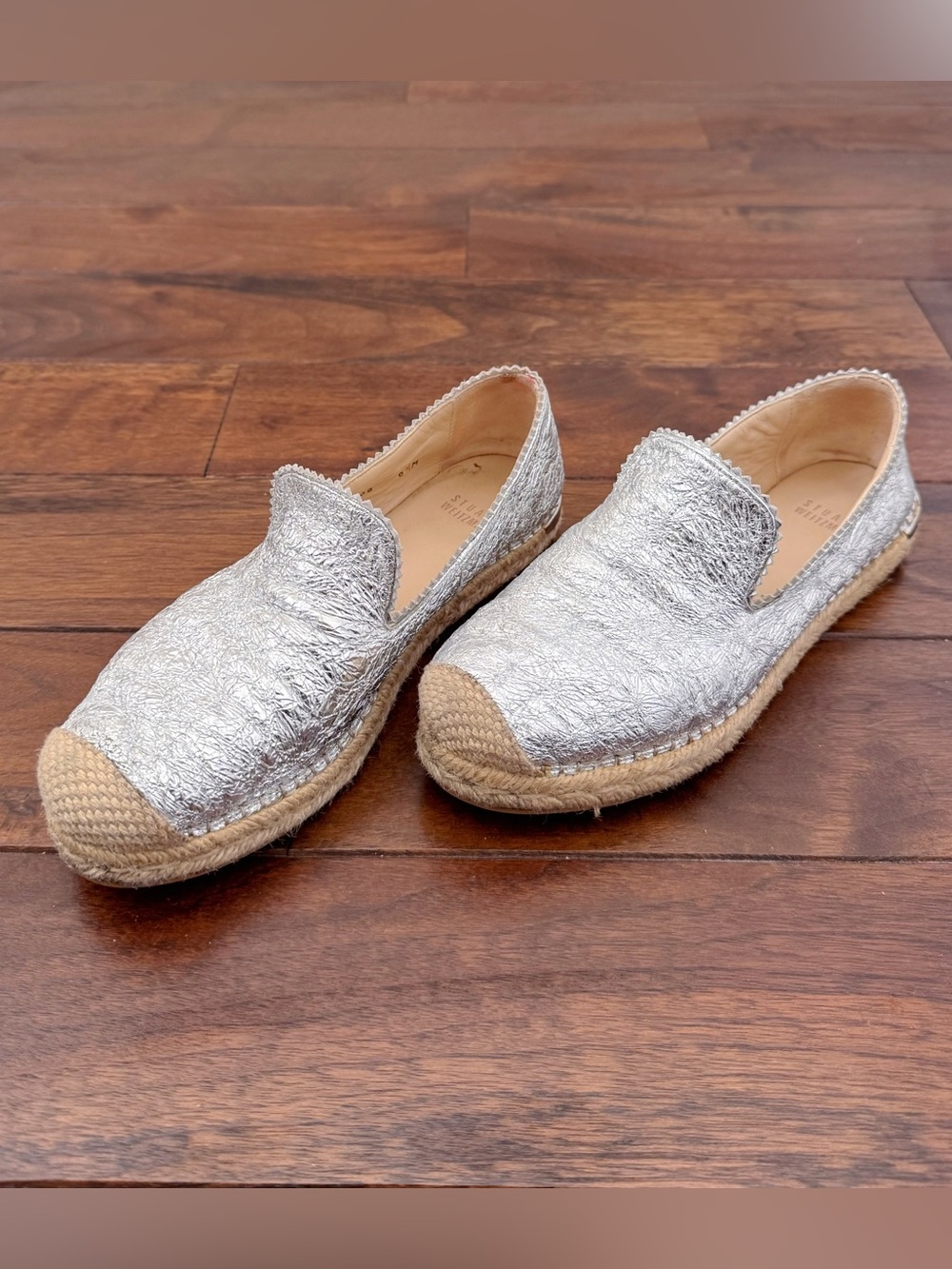 Stuart Weitzman Metallic Silver Espadrille